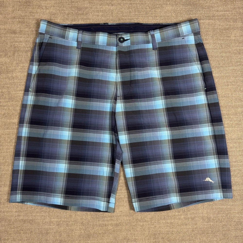 Tommy Bahama Ombra Bay Plaid‎ Shorts Ocean Deep Blue Men's 36